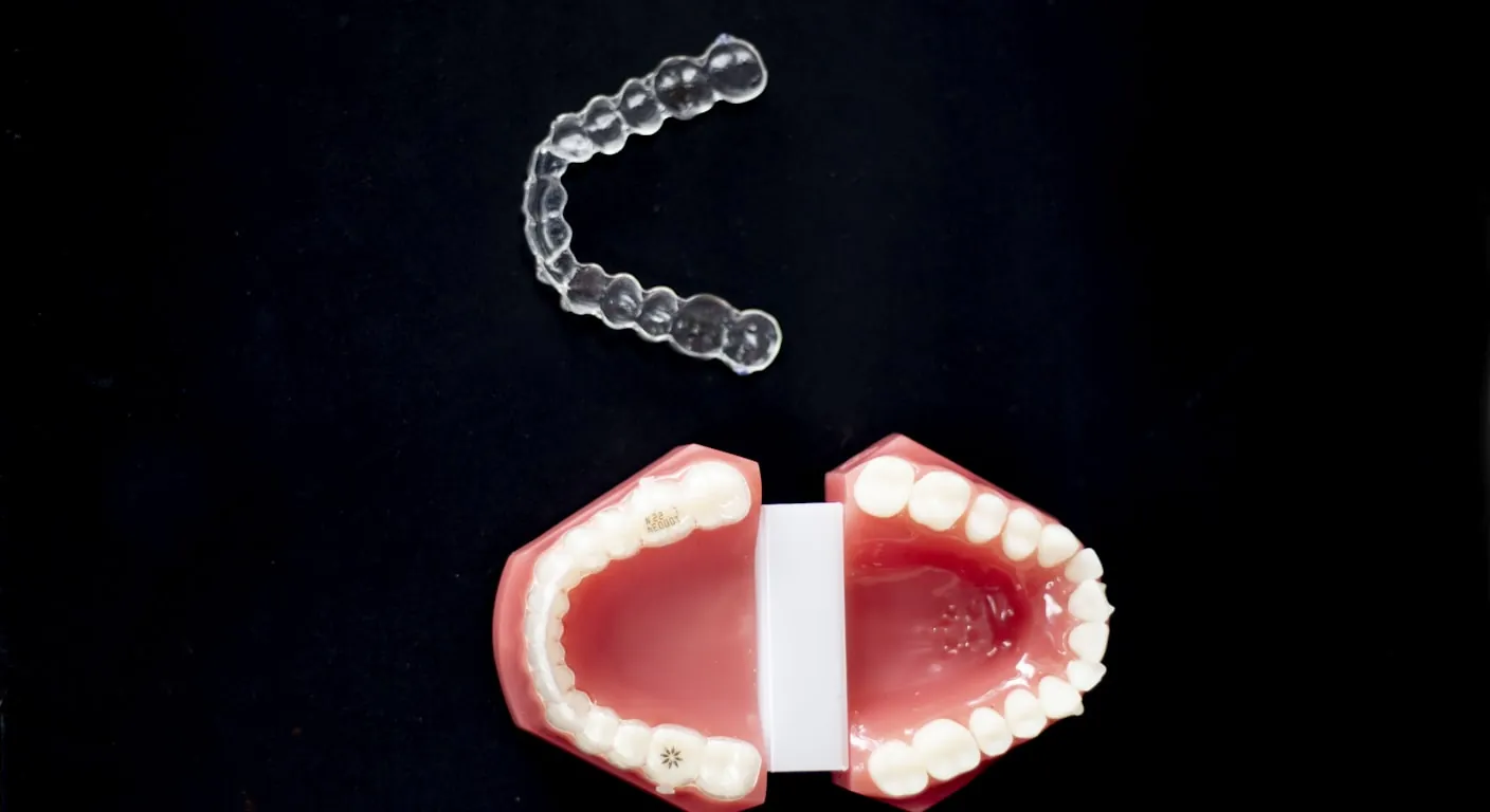 Clear Invisalign aligners closeup